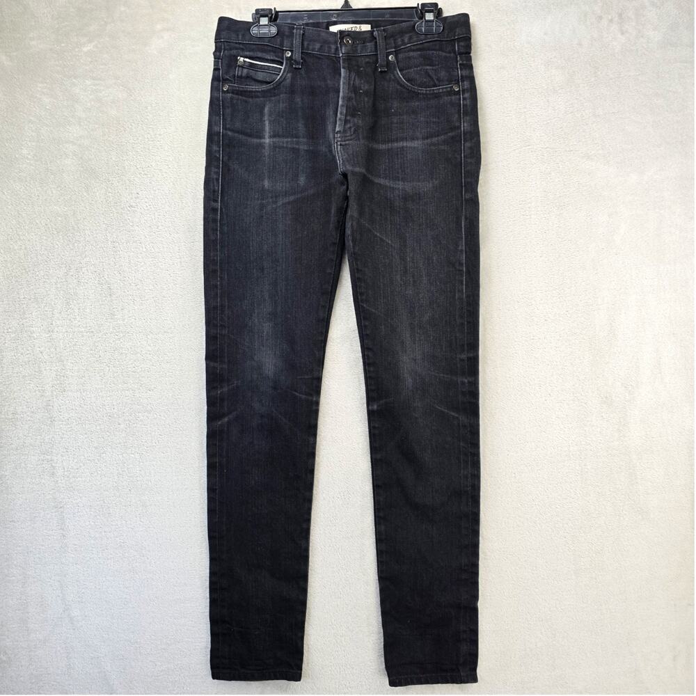 Naked & Famous Jeans Mens 31x33 Double Black Denim Selvedge Super Skinny Guy